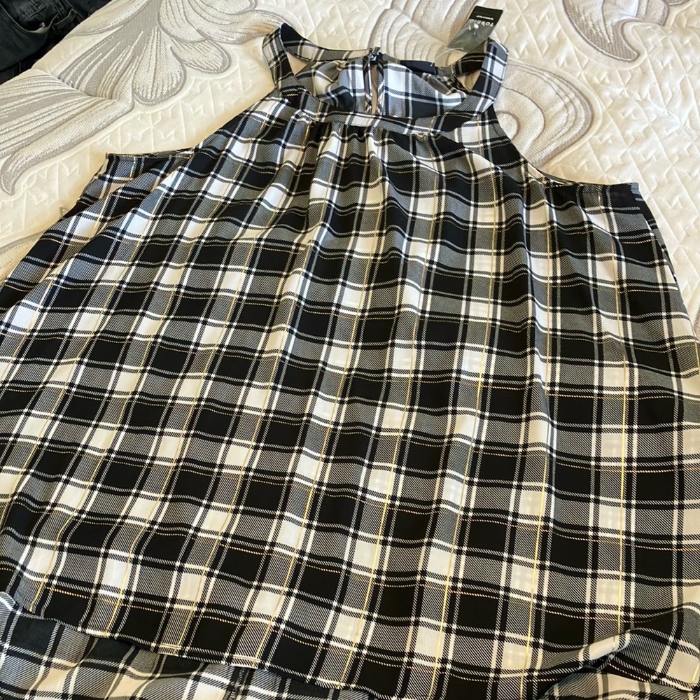 Torrid Black and White Plaid Tank Top - Picture 2 of 6